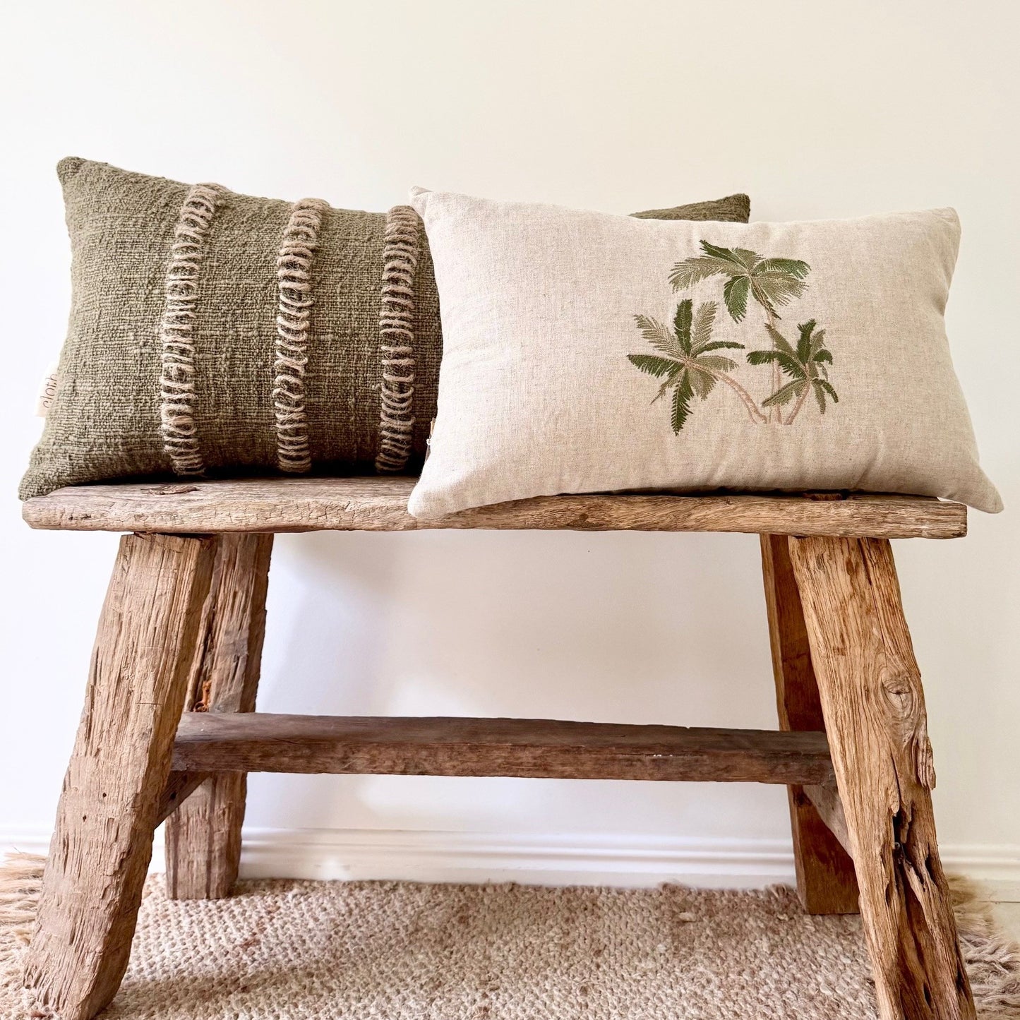 Natural Linen Palm Cushion