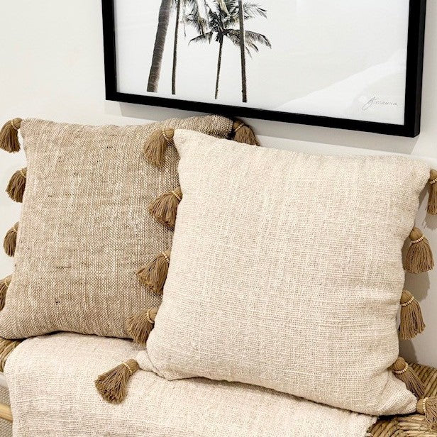 Natural Tassel Cotton Cushion