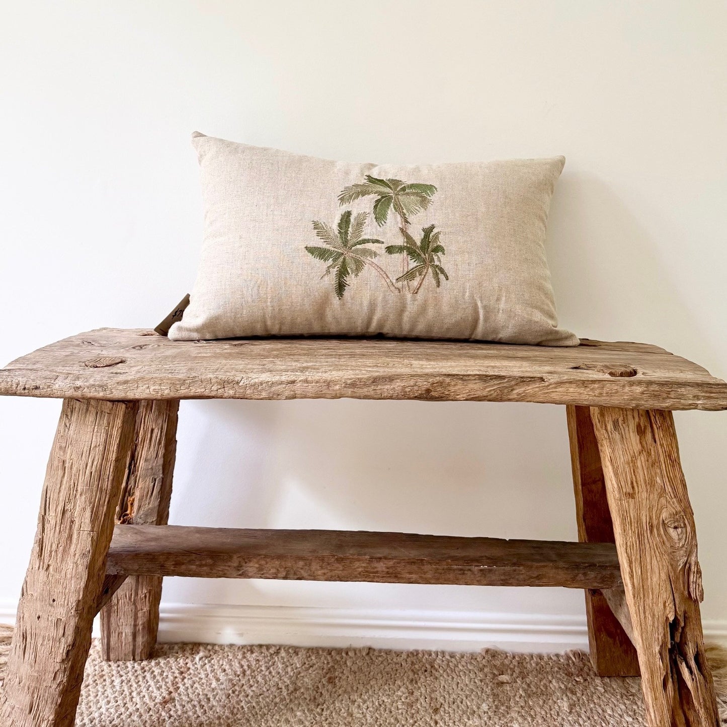 Natural Linen Palm Cushion