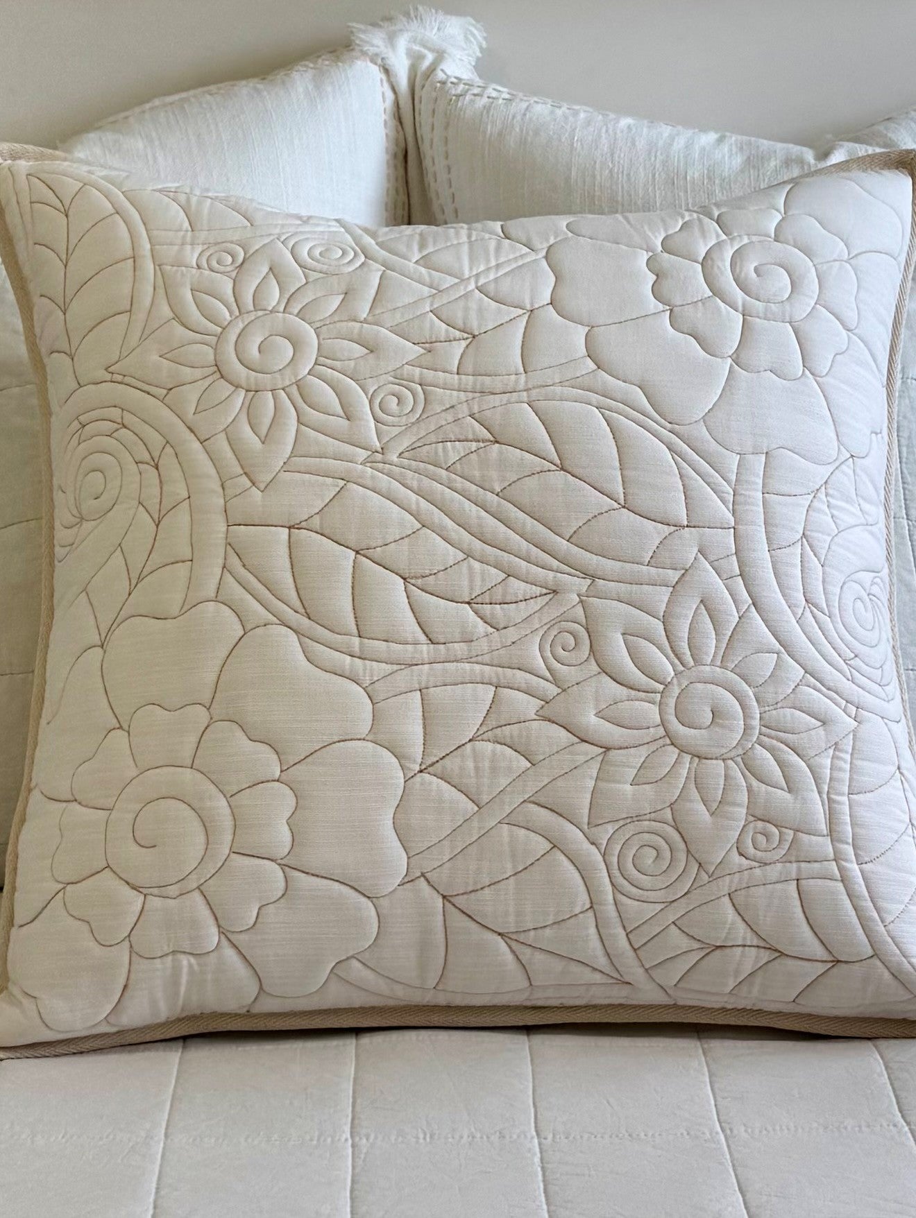 Floral Quilted Cotton Cushion