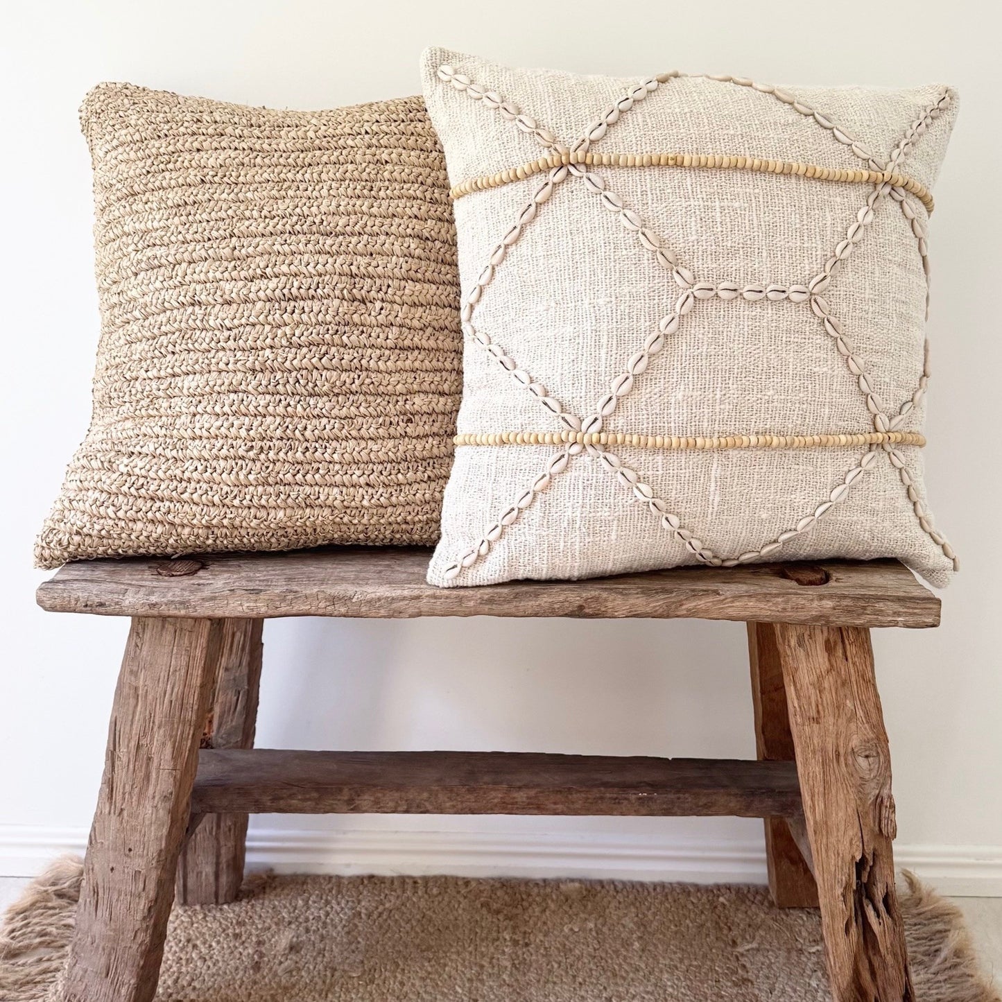 Raffia & Natural Cotton Cushion