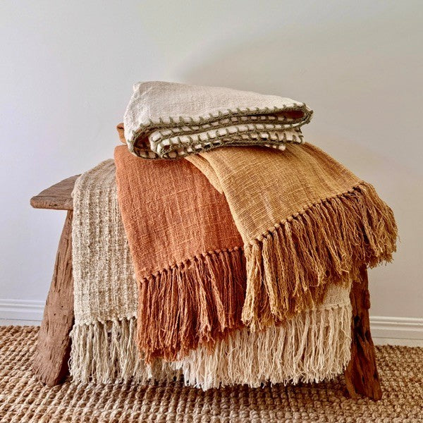 Natural Sage Tassel Throw
