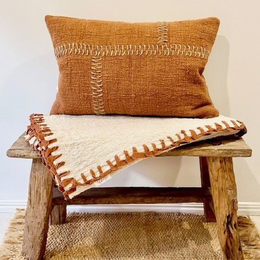 Lumbar Stitch Cotton Cushion