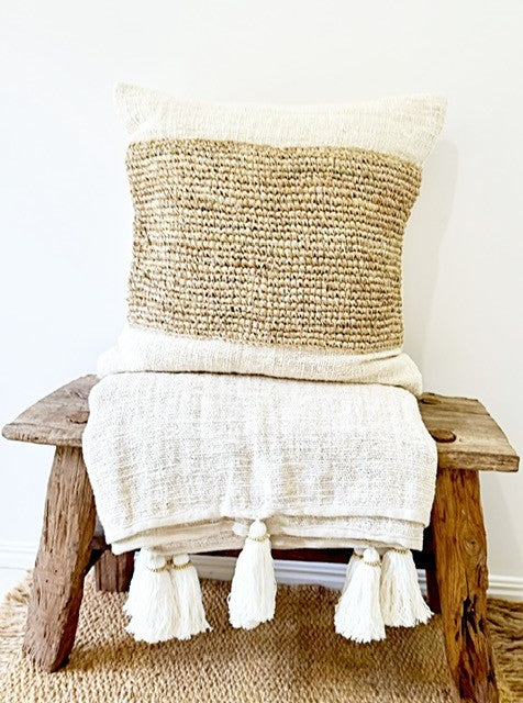 Raffia & Raw Cotton Cushion