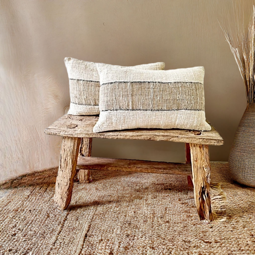 Two Tone Cotton Cushion with black stitching