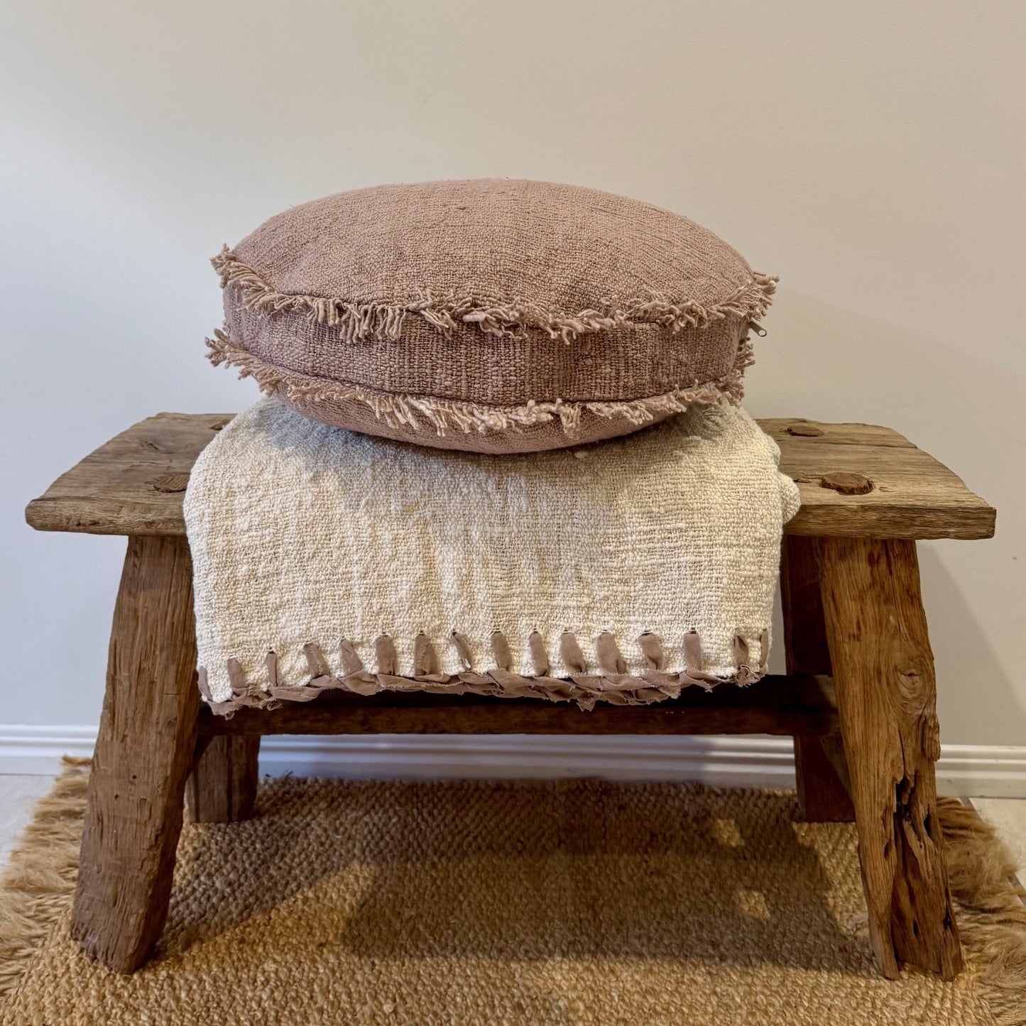 Round Cotton Cushion with Fringing