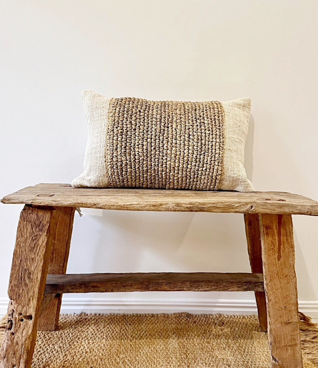 Raffia & Raw Cotton Cushion