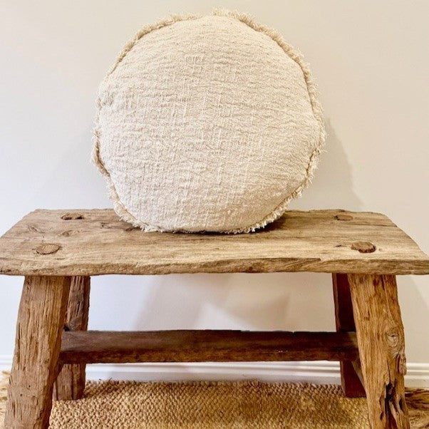 Round Cotton Cushion with Fringing