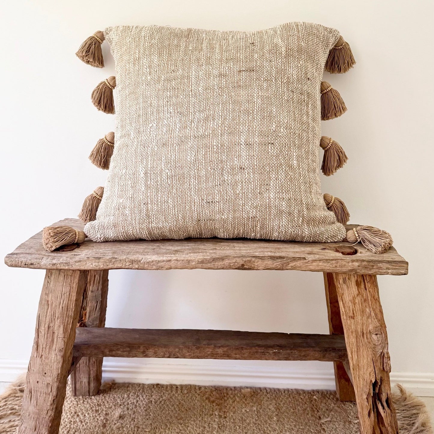 Natural Tassel Cotton Cushion