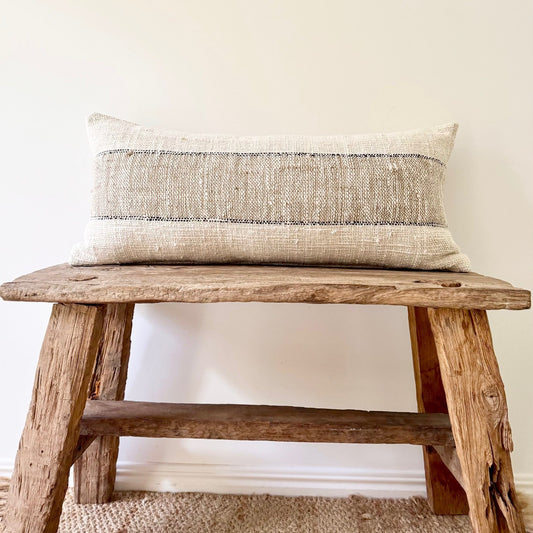 Long Lumbar Stitch Two Tone Cotton Cushion