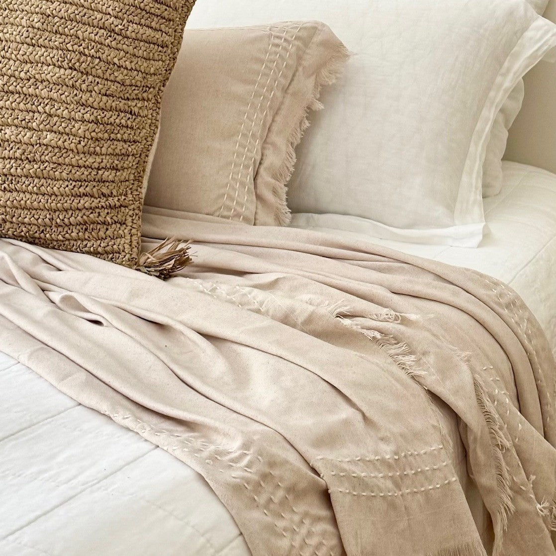Natural Linen Stitch Throw
