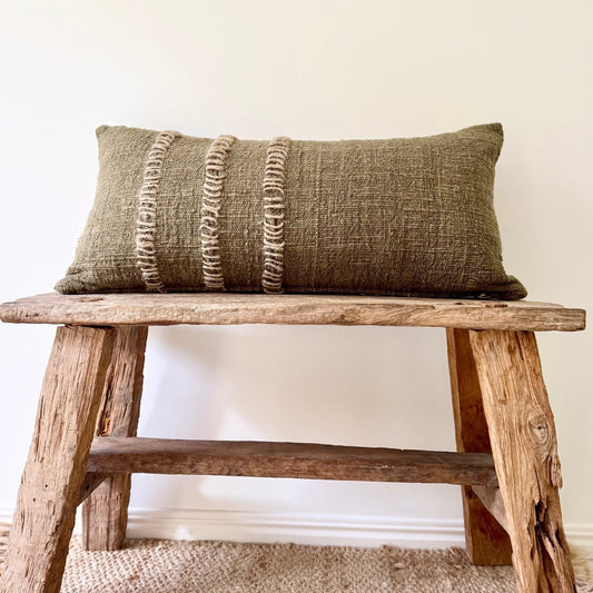 Long Lumbar Stitch Cotton Cushion
