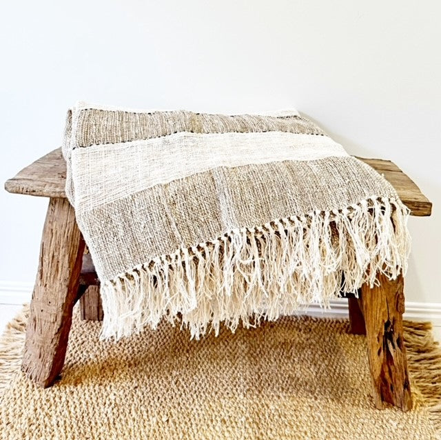 Cotton Stitch Natural Throw