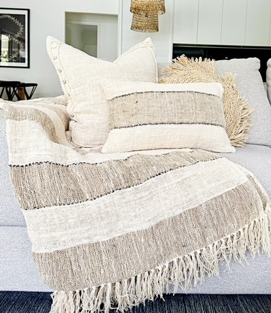 Cotton Stitch Natural Throw