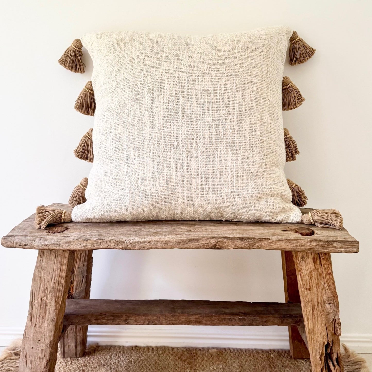 Natural Tassel Cotton Cushion