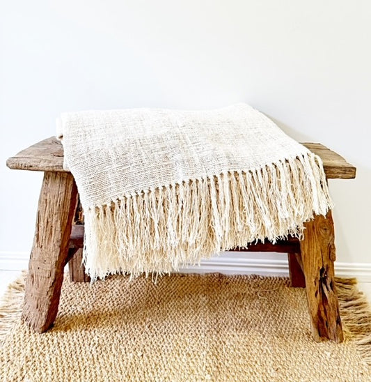 Cotton Natural Tassel Throw