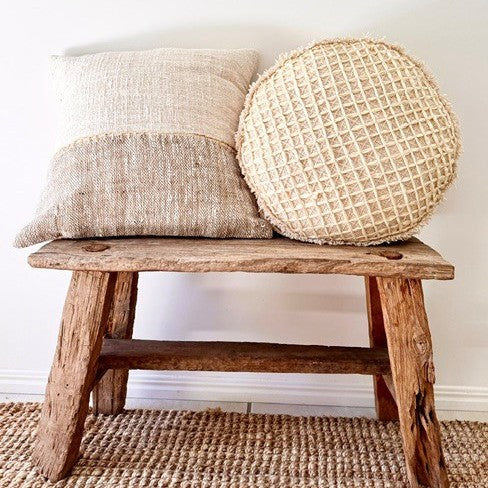 Raffia Stitch Two Tone Cotton Cushion