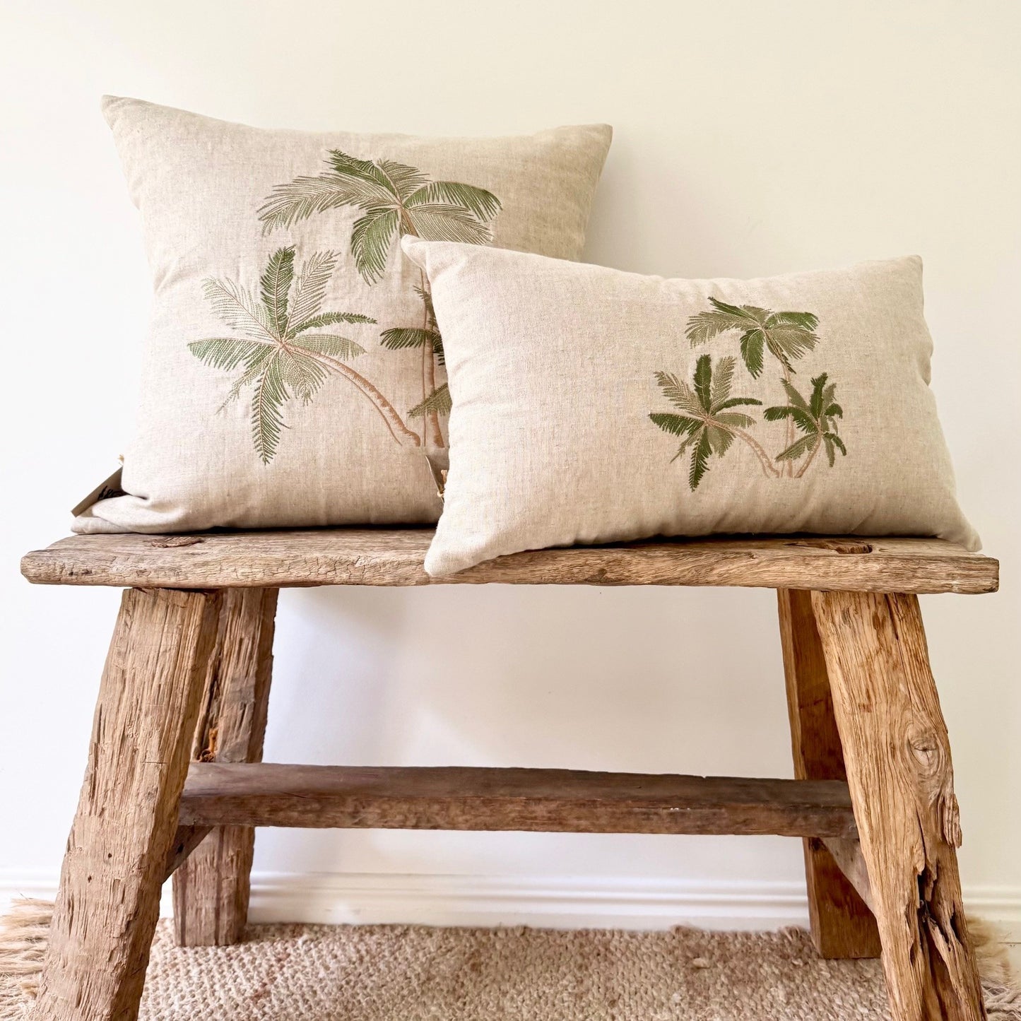 Natural Linen Palm Cushion