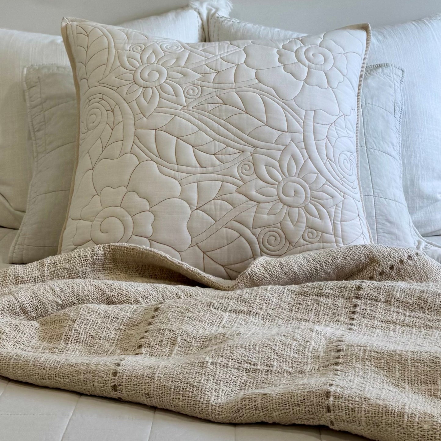 Floral Quilted Cotton Cushion