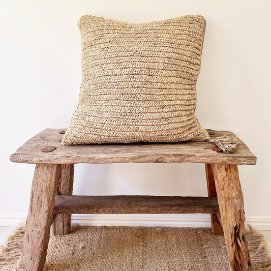 Raffia & Natural Cotton Cushion