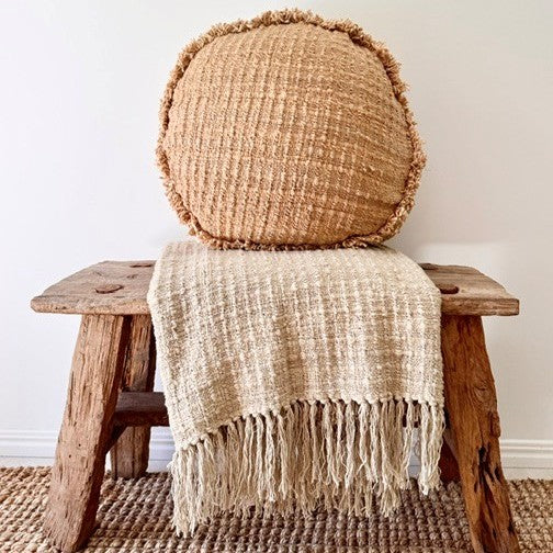 Natural Sage Tassel Throw