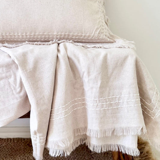 Natural Linen Stitch Throw