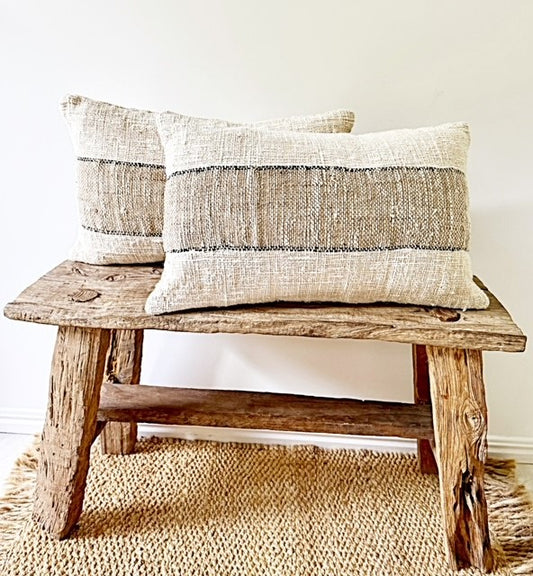 Cotton Stitch Natural Lumbar Cushion