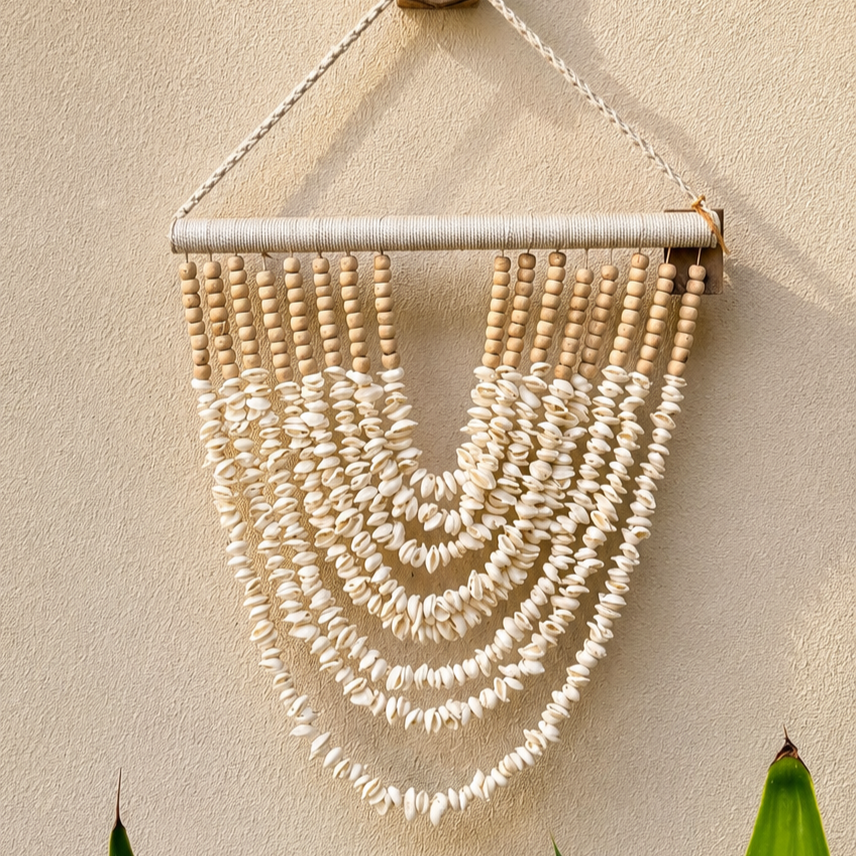 Shell & Timber Bead Wall Hanging