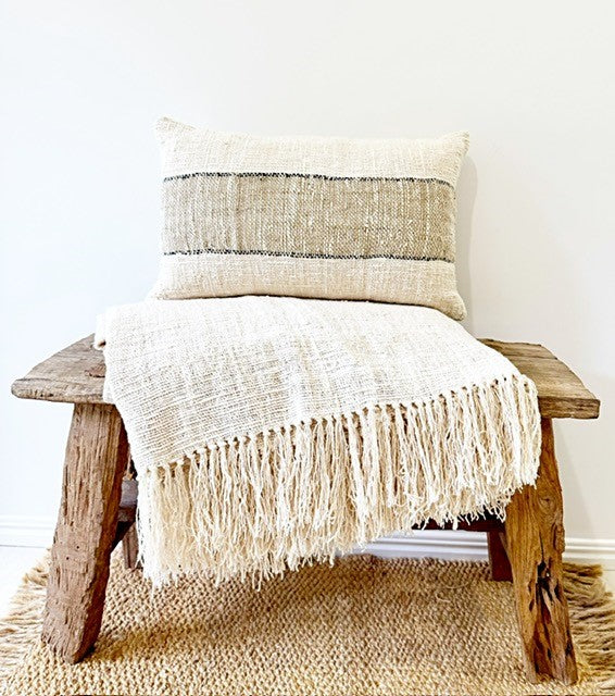 Cotton Natural Tassel Throw